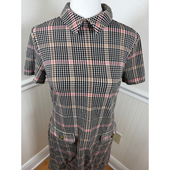 Loft Womens Plaid Collared Short Sleeve Dress with Pockets Petite Size SP - Picture 2 of 10